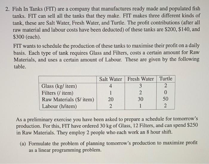 please solve with the given information 2. Fish