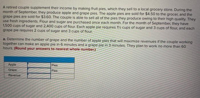solve using the graphical method A retired couple