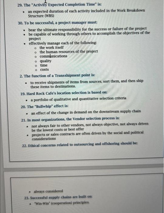 answer True or False for the following. 29. The