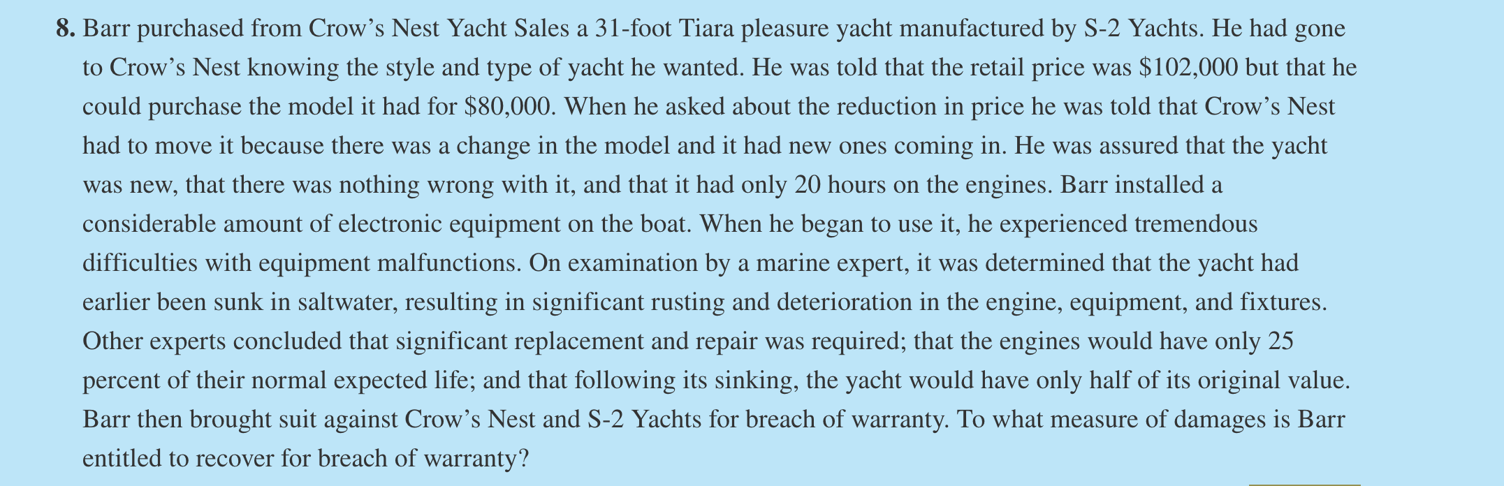 Read Problem Case #8 on pg 669 in the e-book.