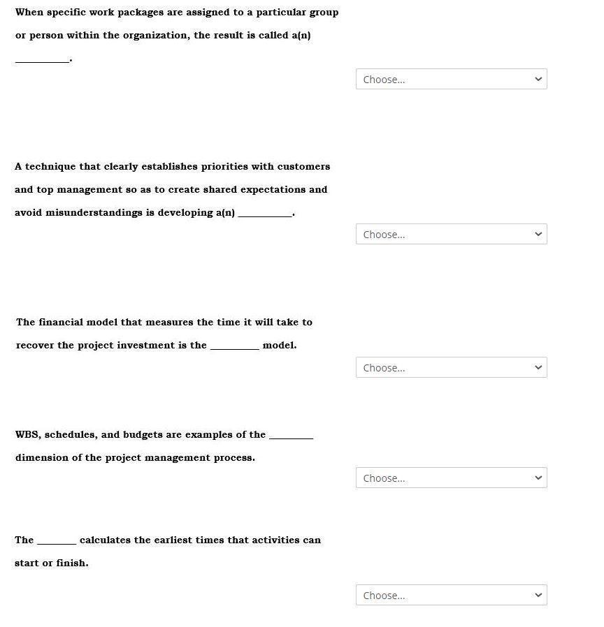 . . When specific work packages are assigned to a