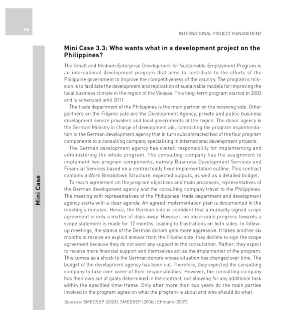 Question: Who wants what in a development project