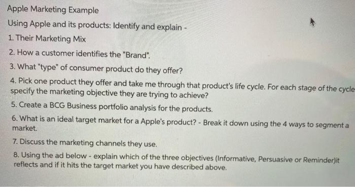 Apple Marketing Example Using Apple and its