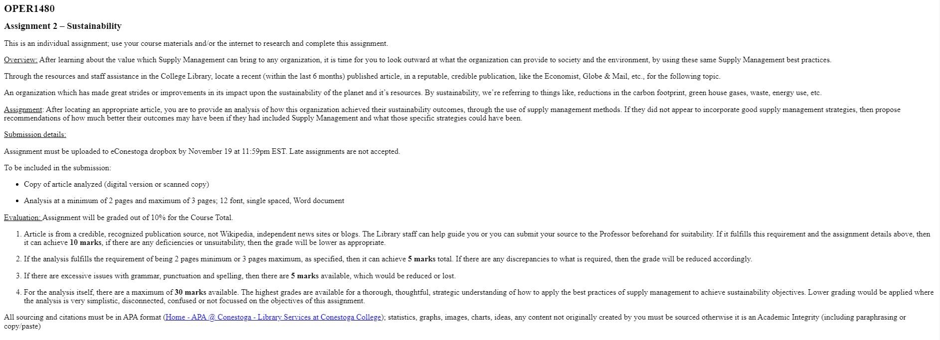 Assignment 2 - Sustainability This is an