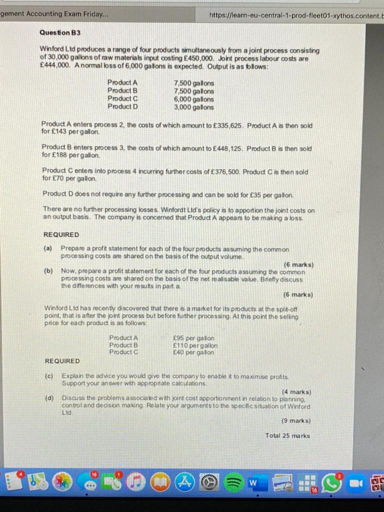 Please answer ASAP gement Accounting Exam