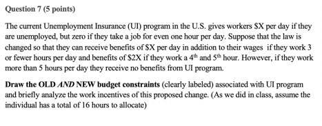 Question 7 (5 points) The current Unemployment