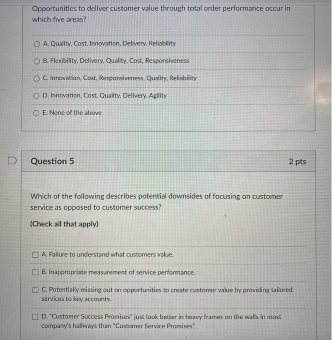 Opportunities to deliver customer value through