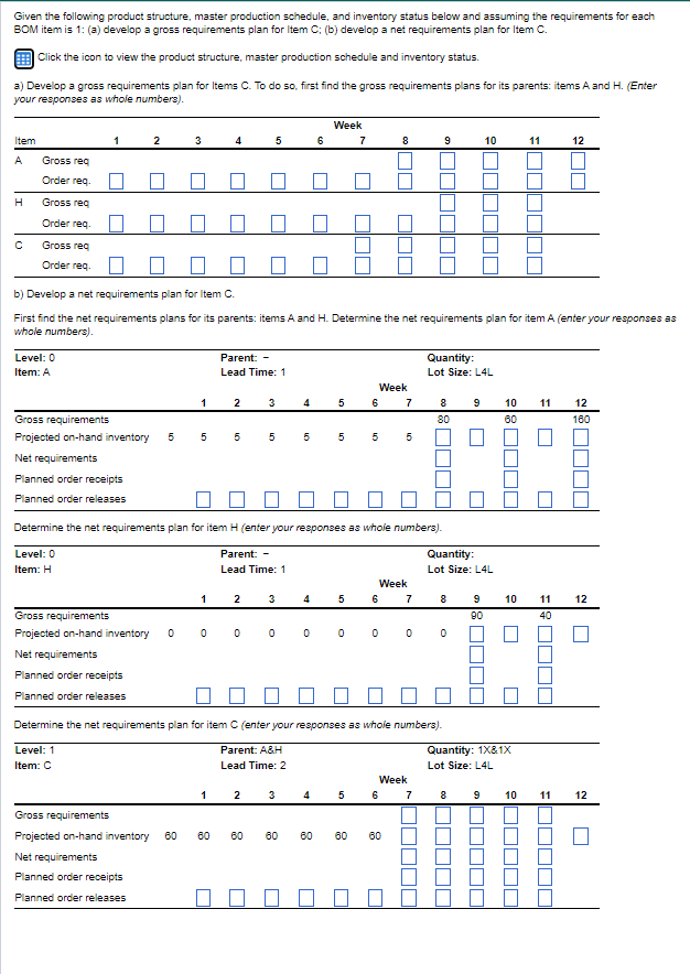 Given the following product structure, master