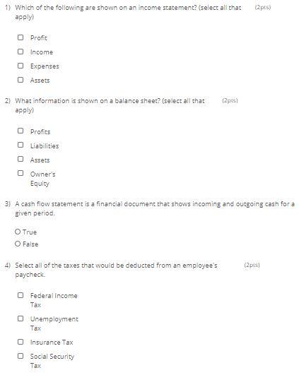 (2pcs) 1) Which of the following are shown on an