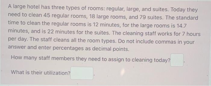 A large hotel has three types of rooms: regular,