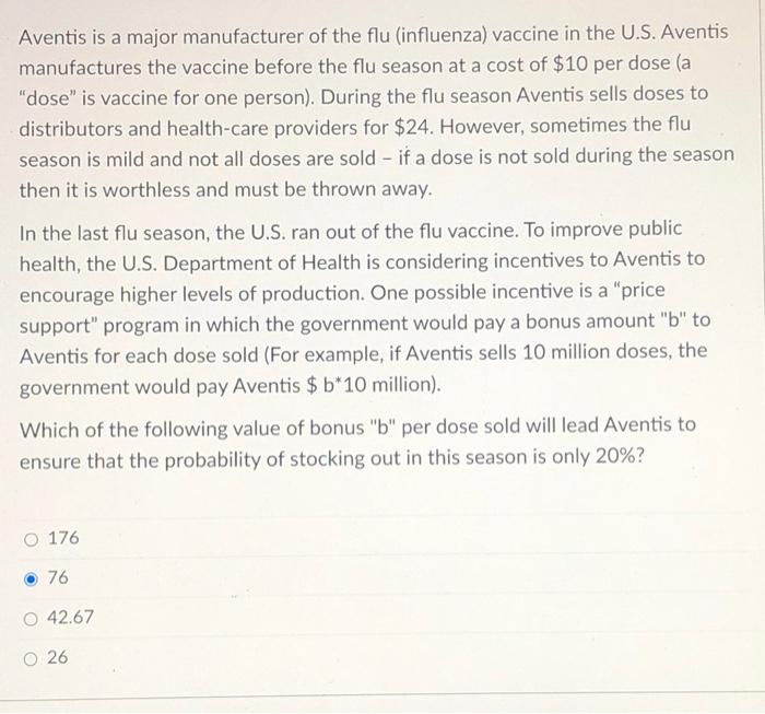 Aventis is a major manufacturer of the flu