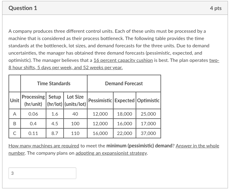 1. How many machines are required to meet the