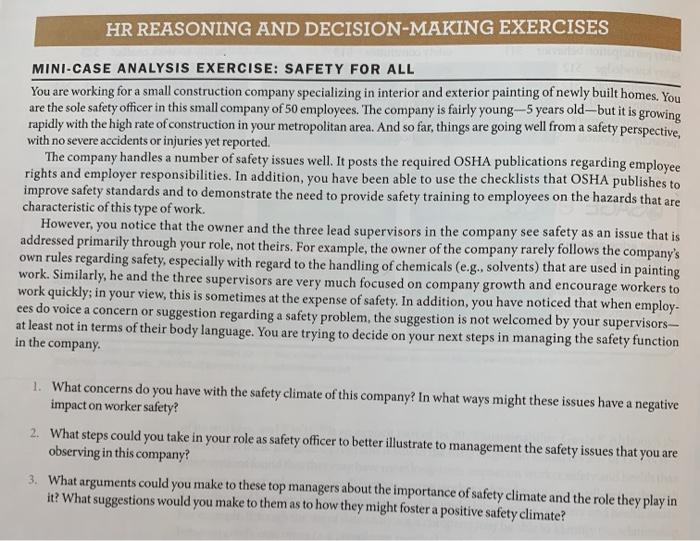 HR REASONING AND DECISION-MAKING EXERCISES