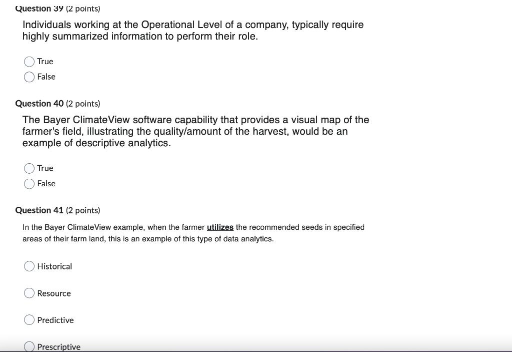 Question 39 (2 points) Individuals working at the