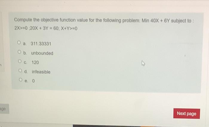 Compute the objective function value for the