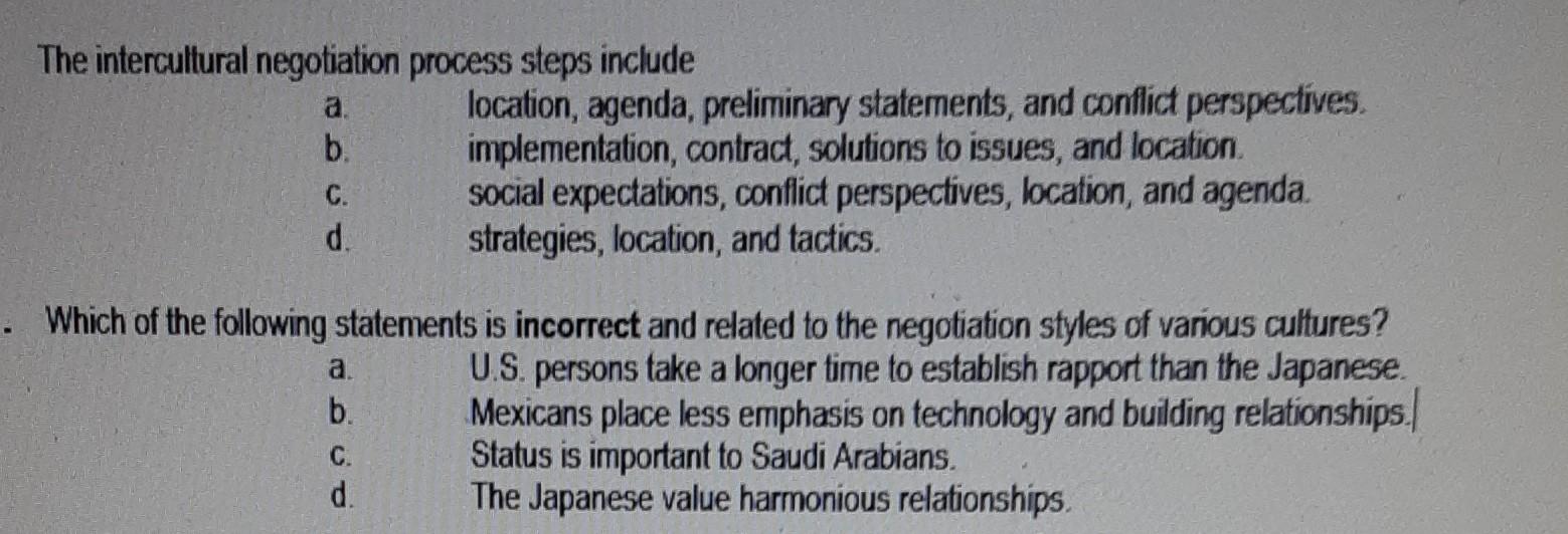 The intercultural negotiation process steps