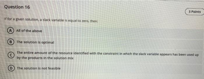 Multiple Choice Question 19 3 Points An LP may