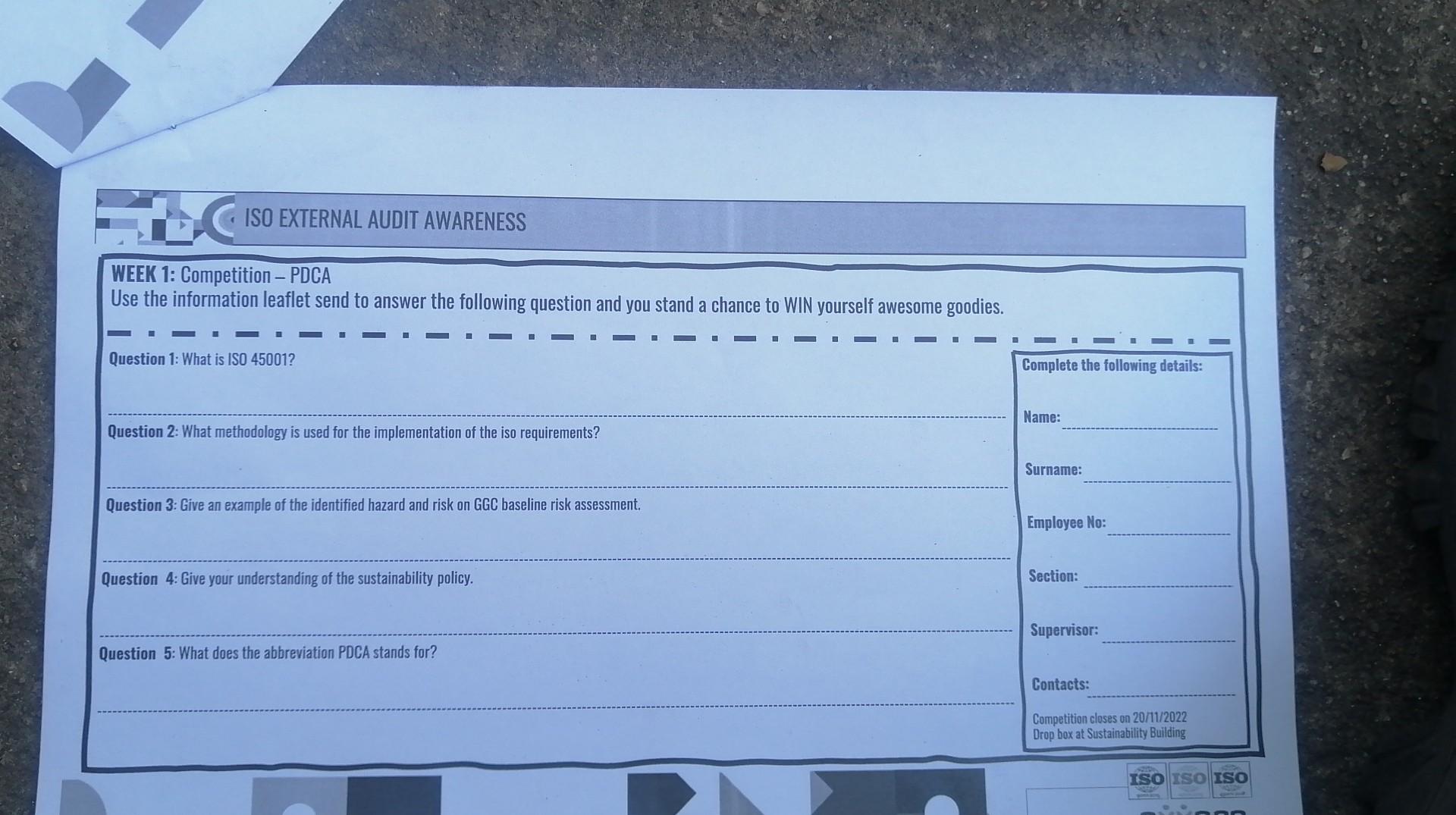 Please answer asap ISO EXTERNAL AUDIT AWARENESS