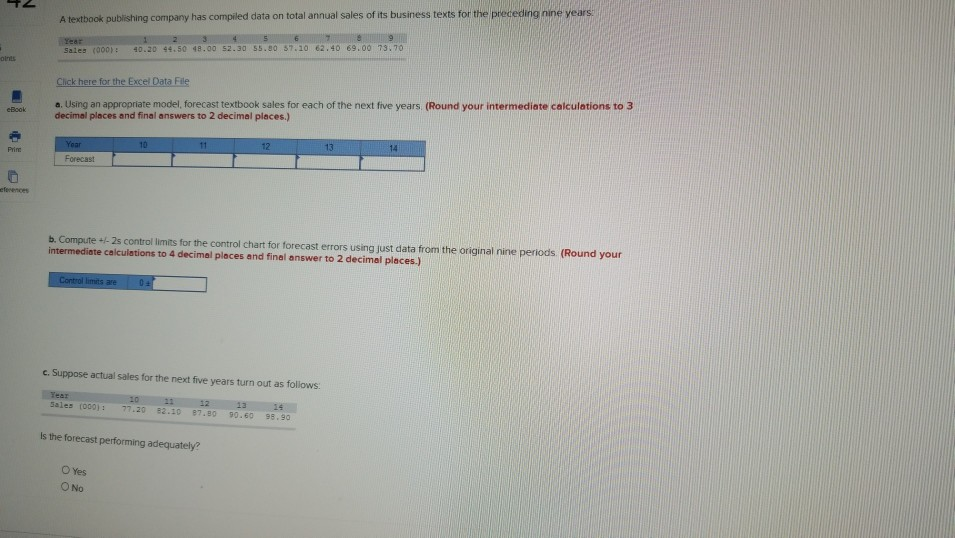 A textbook publishing company has compiled data