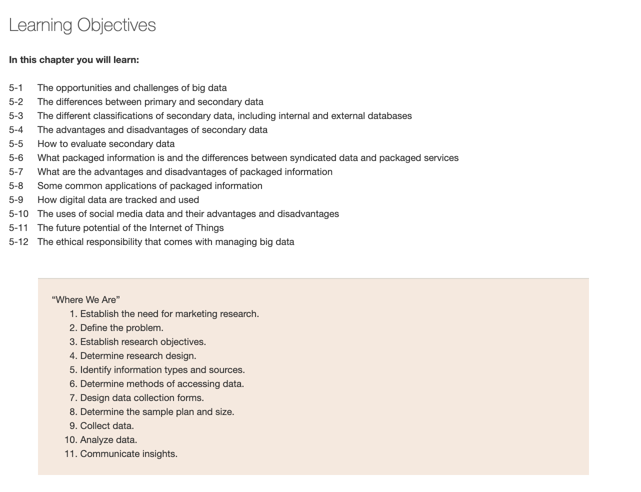Looking back at Chapter 5, what secondary data