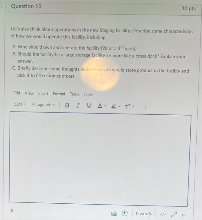 IN CLASS EXERCISE \# - LOGISTICS MANAGEMENT Lance