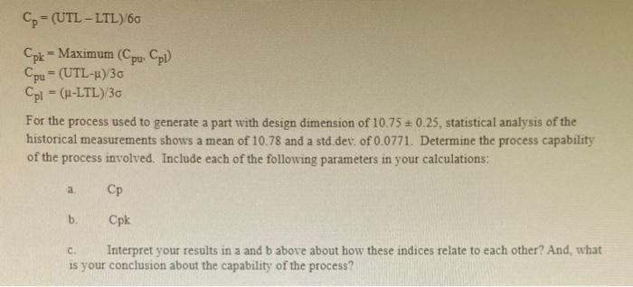 Cp = (UTL - LTL)66 - Maximum (Cpu: CpD Cpu -