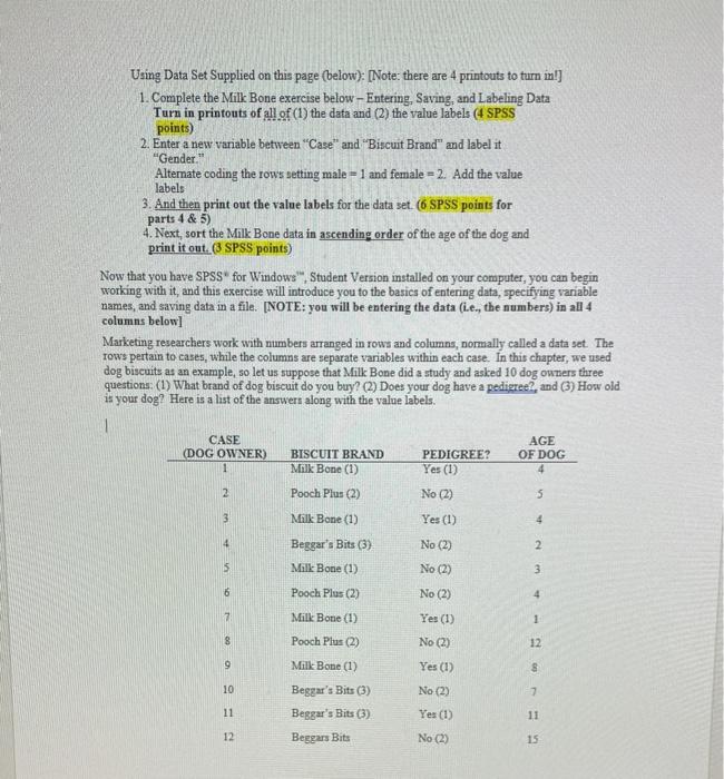 Using Data Set Supplied on this page (below):