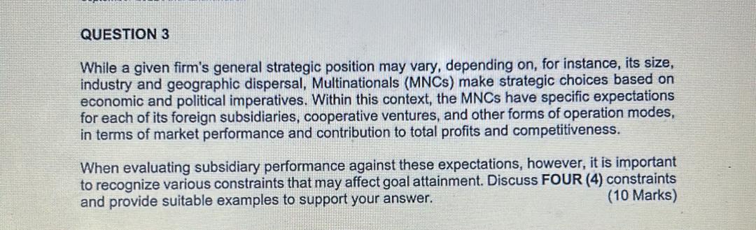 While a given firm's general strategic position