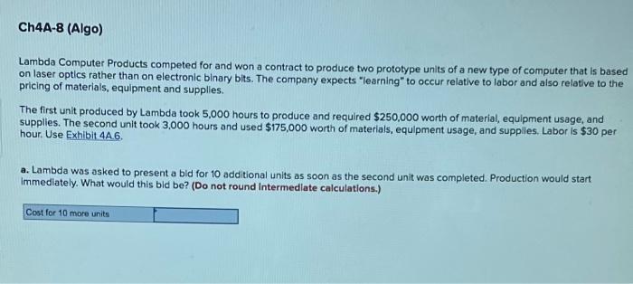 Ch4A-8 (Algo) Lambda Computer Products competed