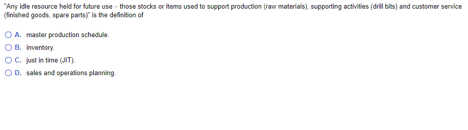 "Any idle resource held for future use those