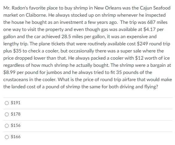 Mr. Radon's favorite place to buy shrimp in New