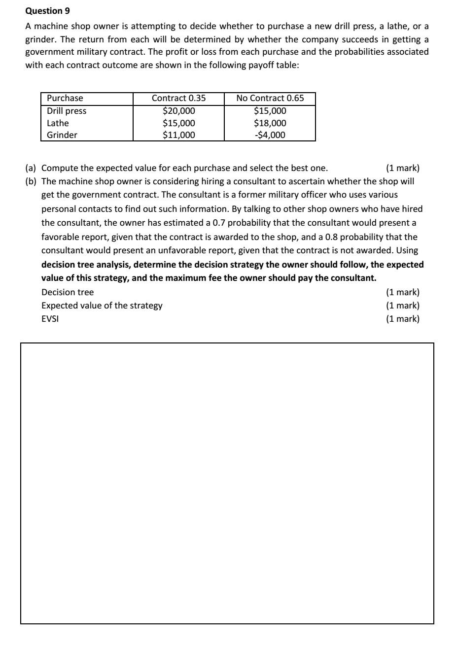 Need Solution for only Question 9b Question 9 A