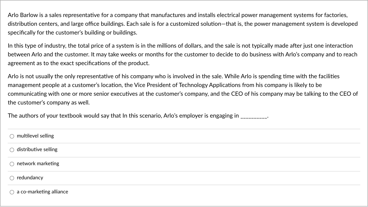 Arlo Barlow is a sales representative for a