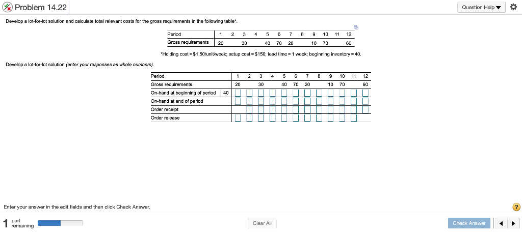 Question Help O Problem 14.22 Develop a