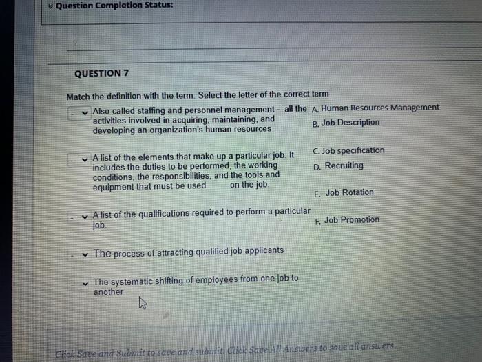 Match the definition with the term. Select the