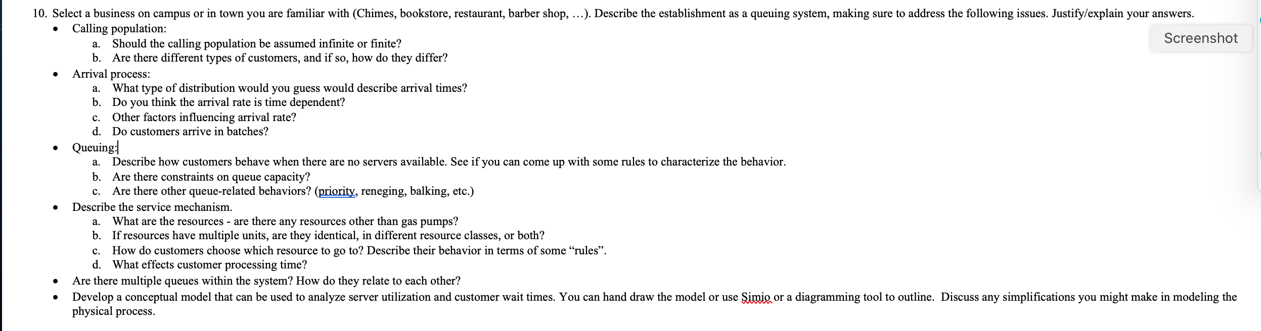 . c. 10. Select a business on campus or in town