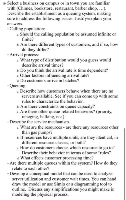 . c. 10. Select a business on campus or in town