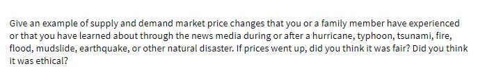 Give an example of supply and demand market price