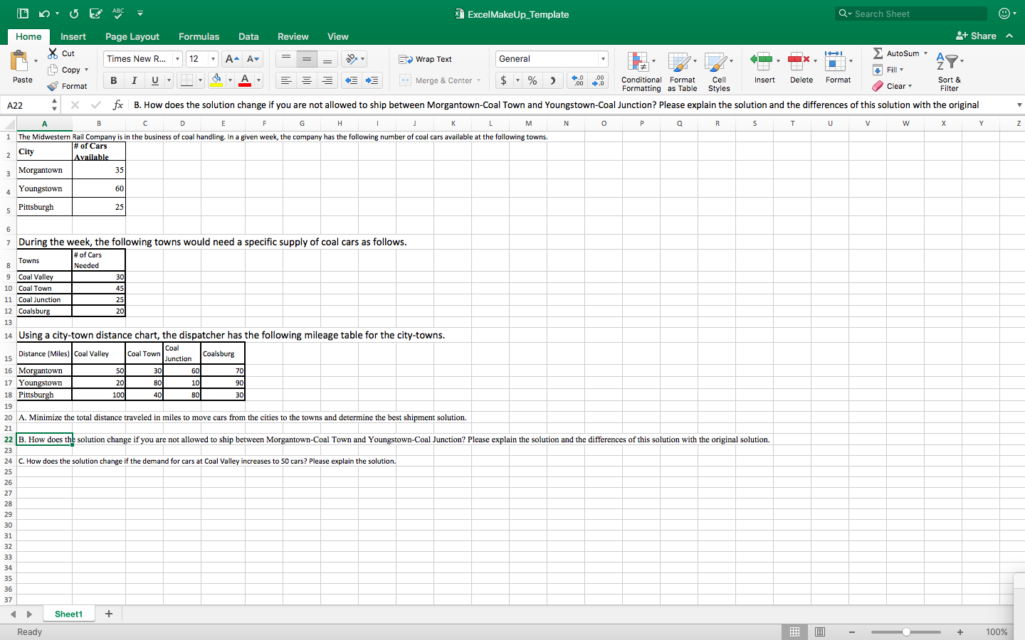 Please Solve In Excel ABC Excel MakeUp_Template Q