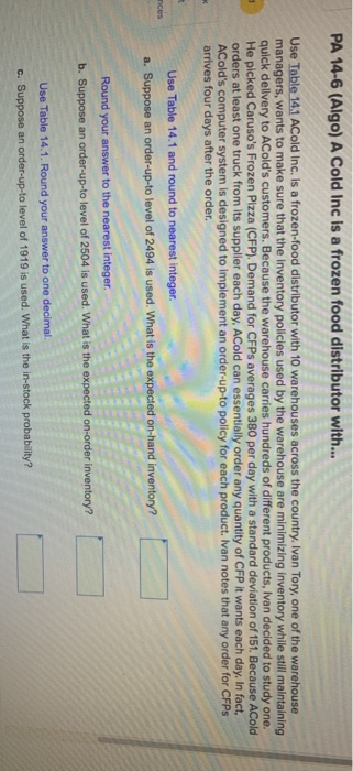 i need answers for a,b,c and d PA 14-6 (Algo) A