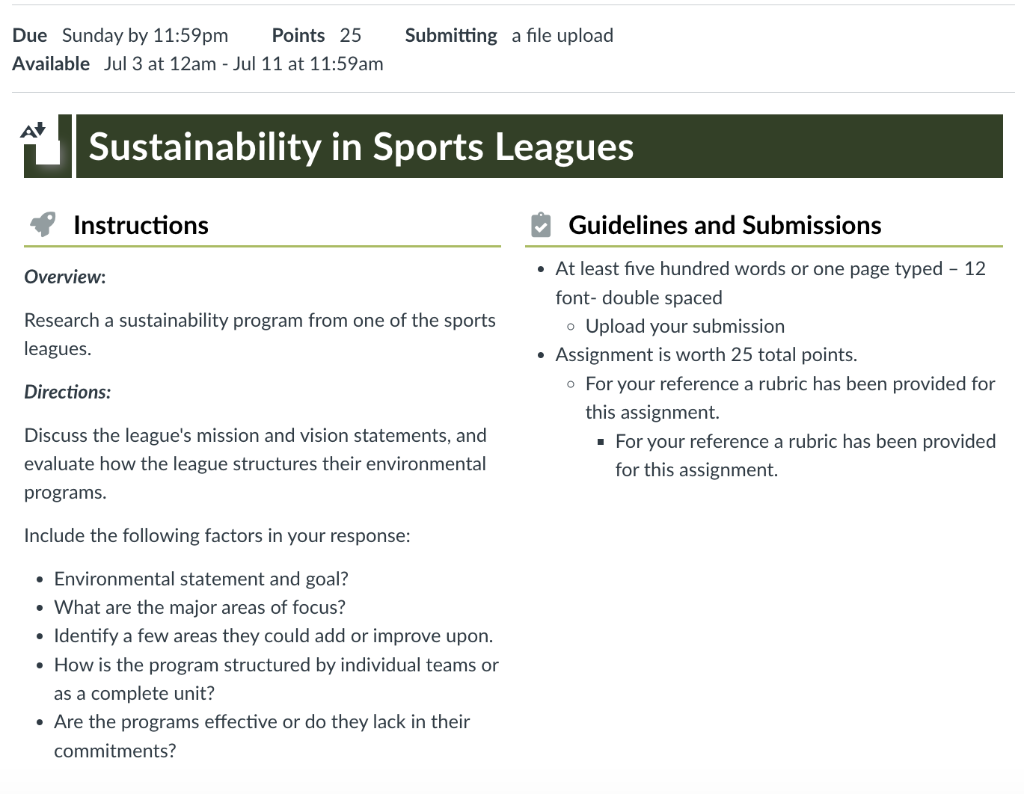 Due Sunday by 11:59pm Points 25 Submitting a file