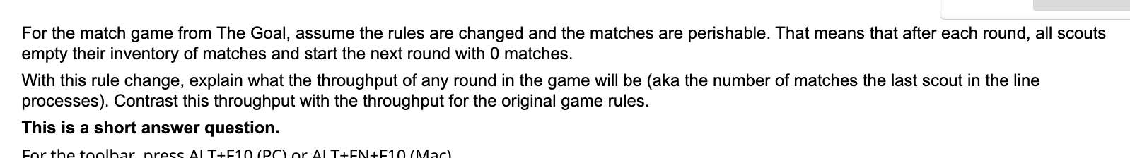 For the match game from The Goal, assume the