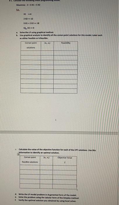 operation research solve part e and f please nder