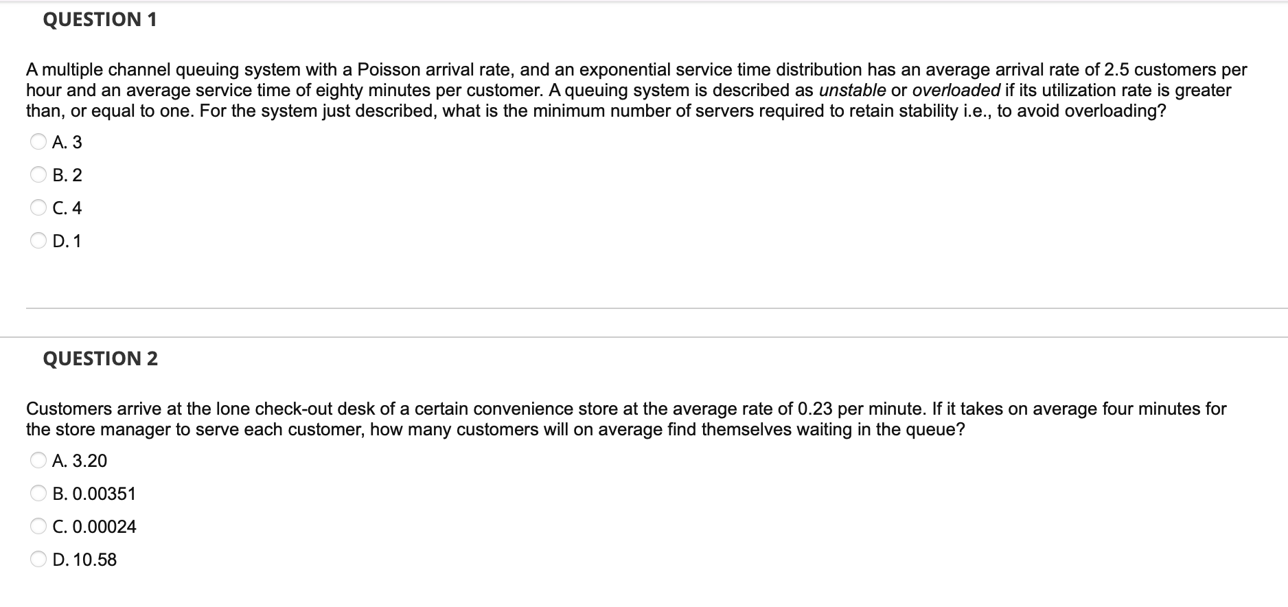 A multiple channel queuing system with a Poisson