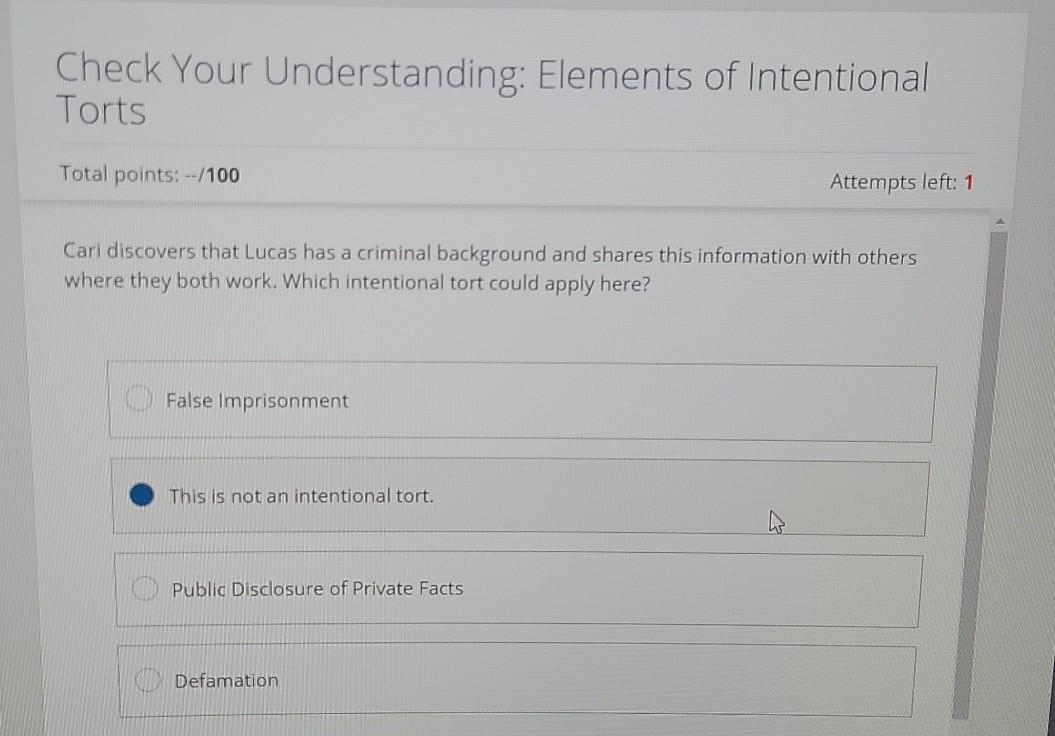 Check Your Understanding: Elements of Intentional