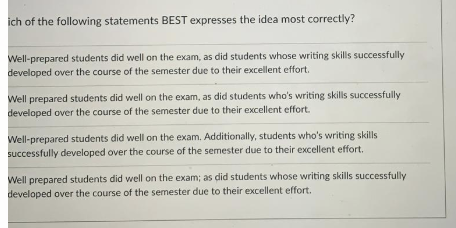 5 6 7 8 ich of the following statements BEST