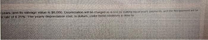 A newly installed piece of equipment has a value