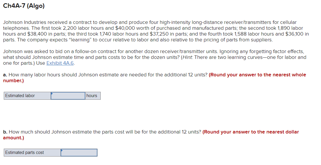 Ch4A-7 (Algo) Johnson Industries received a