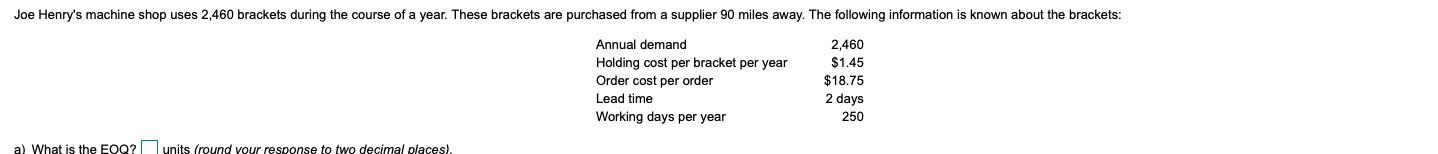 a.) Given the above information, what would be