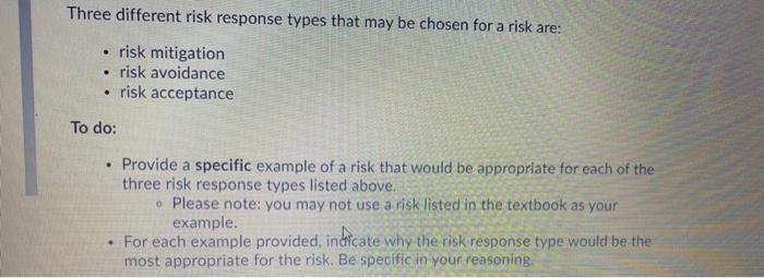 Three different risk response types that may be
